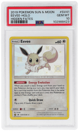 2019 Pokemon Sun and Moon Hidden Fates Holo Eevee #SV41 PSA 10