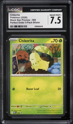 2026 Pokemon Mega Evolution Promo Perfect Order Chikorita #69 CGC 7.5 NRMT+