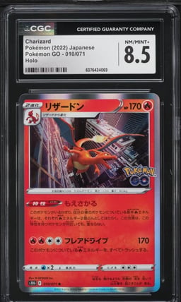 2022 Pokemon Japanese SWSH Pokemon GO Holo Charizard #10 CGC 8.5 NM-MT+