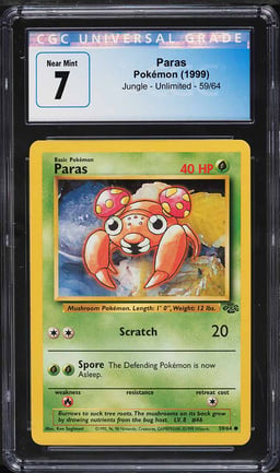 1999 Pokemon Jungle Paras #59 CGC 7 NRMT
