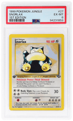 1999 Pokemon Jungle 1st Edition Snorlax #27 PSA 6