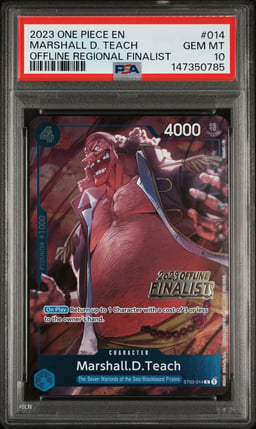 2023 ONE PIECE PROMOS 014 MARSHALL D. TEACH OFFLINE REGIONAL FINALIST PSA 10