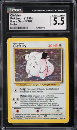1999 Pokemon Base Set Holo Clefairy #5 CGC 5.5 EX+