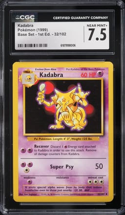 1999 Pokemon Base Set Kadabra #32 CGC 7.5 NRMT+