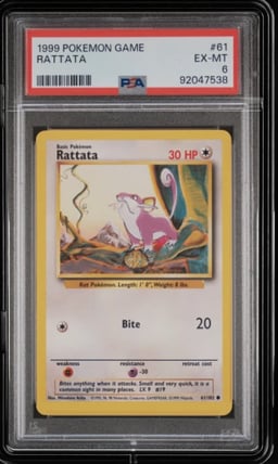 1999 POKEMON BASE SET UNLIMITED #61 RATTATA PSA 6