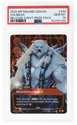 2025 Riftbound: League of Legends Origins Promo Relentless Stormrelease Event Prize Pack Volibear #249 PSA 10
