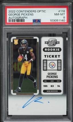 2022 Panini Contenders Optic George Pickens ROOKIE AUTO #118 PSA 8 NM-MT