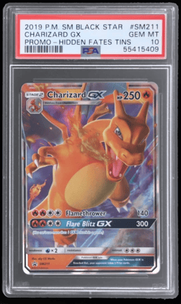 2019 Pokemon Sun and Moon Black Star Promo Hidden Fates Tins Charizard Gx #SM211 PSA 10