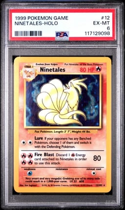 1999 POKEMON BASE SET UNLIMITED #12 NINETALES-HOLO PSA 6