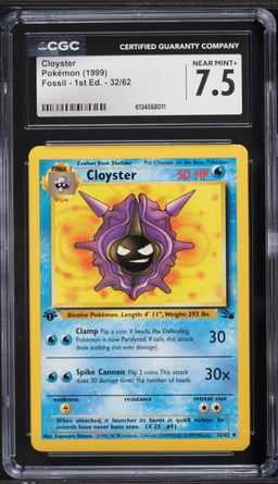 1999 Pokemon Fossil 1st Edition Cloyster #32 CGC 7.5 NRMT+