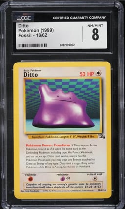 1999 Pokemon Fossil Ditto #18 CGC 8 NM-MT