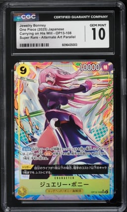 2025 One Piece Japanese Carrying On His Will Alt Art Jewelry Bonney #OP13-108 CGC 10 GEM MINT