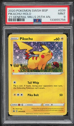 2020 Pokemon SWSH Promo General Mills 25th Anniversary Holo Pikachu #SWSH039 PSA 9 MINT