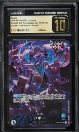 2025 One Piece Japanese 2nd Anniversary Set Alt Art Leader Buggy #OP09-042 CGC 10 PRISTINE
