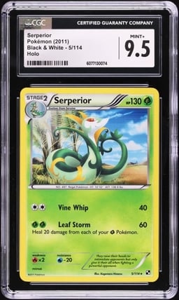 2011 Pokemon Black & White Holo Serperior #5 CGC 9.5 MINT+