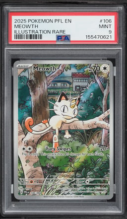 2025 Pokemon Mega Evolution Phantasmal Flames IR Meowth #106 PSA 9 MINT