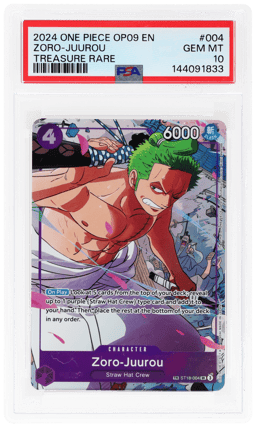 2024 One Piece Emperors In the New World Treasure Rare Zoro Juurou #ST18004 PSA 10