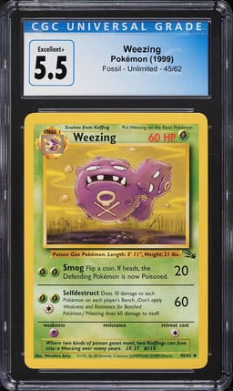 1999 Pokemon Fossil Weezing #45 CGC 5.5 EX+