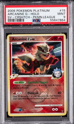2009 POKEMON PLATINUM SUPREME VICTORS CROSSHATCH #15 ARCANINE G-HOLO PSA 9