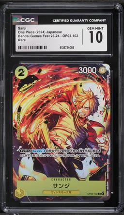 2024 One Piece Japanese Bandai Games Fest '23-'24 Sanji #OP03-102 CGC 10 GEM MINT