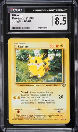 1999 Pokemon Jungle Pikachu #60 CGC 8.5 NM-MT+