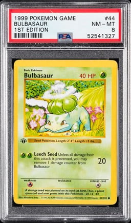 1999 POKEMON GAME #44 BULBASAUR 1ST EDITION PSA 8