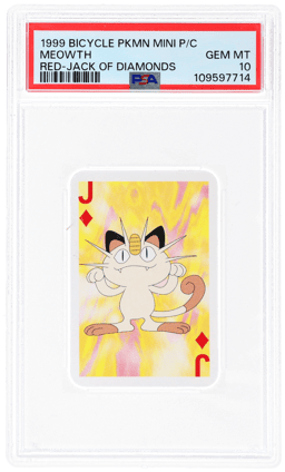 1999 Bicycle Pokemon Mini Playing Cards Red Deck Jack of Diamonds Meowth PSA 10