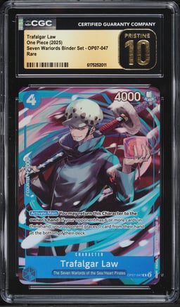 2025 One Piece Seven Warlords Binder Set Alt Art Trafalgar Law #OP07-047 CGC 10 PRISTINE