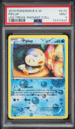 2013 Pokemon Black & White Legendary Treasures Radiant Collection Holo Piplup #RC6 PSA 9 MINT