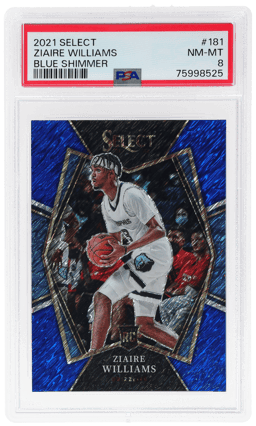 2021 Panini Select Premier Level Blue Shimmer Ziaire Williams #181 PSA 8