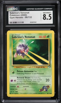 2000 Pokemon Gym Heroes Sabrina's Venonat #96 CGC 8.5 NM-MT+