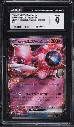 2025 Pokemon Japanese SV Glory Of The Rocket Gang Holo Team Rocket's Mewtwo ex #39 CGC 9 MINT