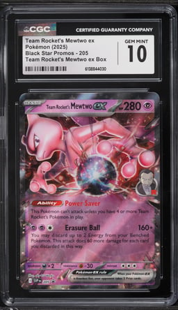 2025 Pokemon Scarlet & Violet Promo Holo Team Rocket's Mewtwo ex #205 CGC 10 GEM MINT