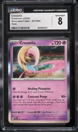 2024 Pokemon Scarlet & Violet Shrouded Fable Holo Cresselia #21 CGC 8 NM-MT