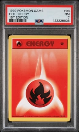 1999 POKEMON BASE SET 1ST EDITION #98 FIRE ENERGY PSA 7