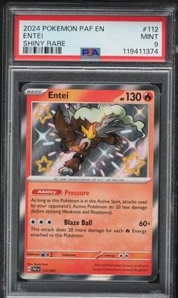 2024 Pokemon Scarlet & Violet Paldean Fates Shiny Rare Entei #112 PSA 9 MINT