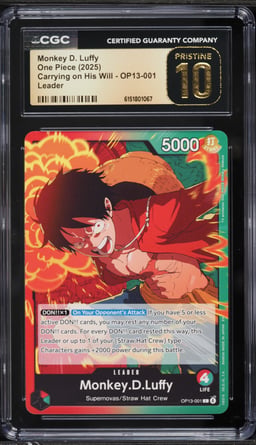 2025 One Piece Carrying On His Will Leader Monkey D. Luffy #OP13-001 CGC 10 PRISTINE