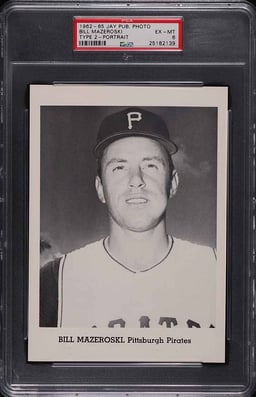 1962 Jay Publishing Photos Type 2 Bill Mazeroski PORTRAIT PSA 6 EXMT