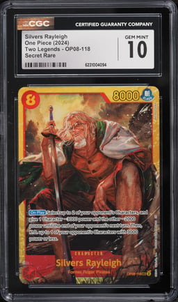 2024 One Piece Two Legends SEC Silvers Rayleigh #OP08-118 CGC 10 GEM MINT