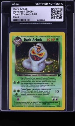 2000 Pokemon Team Rocket Holo Dark Arbok #2 CGC AUTH