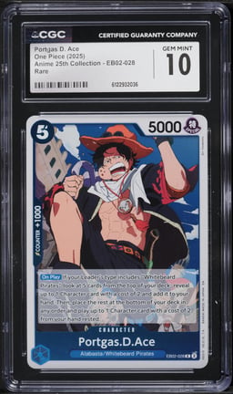 2025 One Piece Anime 25th Collection Portgas D. Ace #EB02-028 CGC 10 GEM MINT