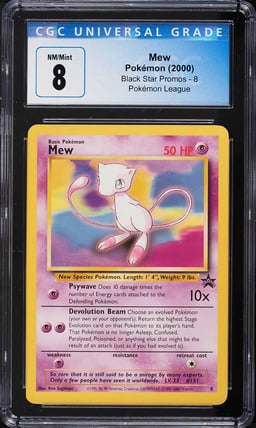 2000 Pokemon League Black Star Promo Mew #8 CGC 8 NM-MT
