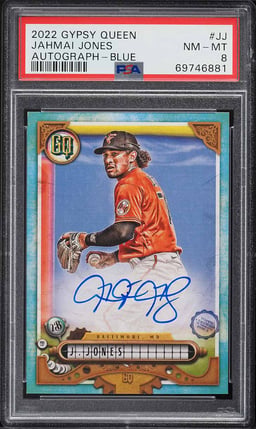 2022 Topps Gypsy Queen Blue Jahmai Jones ROOKIE AUTO /99 #GQA-JJ PSA 8 NM-MT