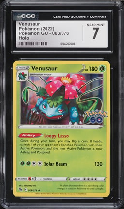 2022 Pokemon Sword & Shield Pokemon GO Holo Venusaur #3 CGC 7 NRMT