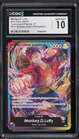 2025 One Piece Promo OP11 Release Event Participation Leader Monkey D. Luffy #P CGC 10 GEM MINT