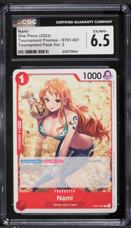 2023 One Piece Promo Tournament Pack Volume 3 Nami #ST01-007 CGC 6.5 EXMT+