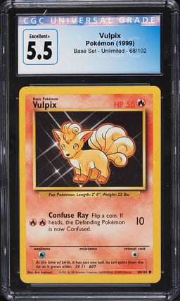 1999 Pokemon Base Set Vulpix #68 CGC 5.5 EX+