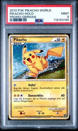 2010 POKEMON PIKACHU WORLD PROMO GERMAN PIKACHU-HOLO PSA 9