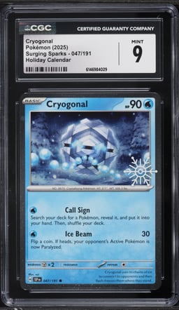 2025 Pokemon Scarlet & Violet Surging Sparks Holiday Calendar Cryogonal #47 CGC 9 MINT