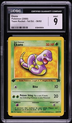 2000 Pokemon Team Rocket 1st Edition Ekans #56 CGC 9 MINT